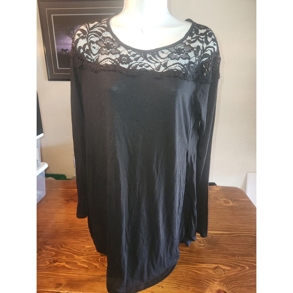 NWT Old Navy Women's Black Long Sleeve Top with Lace Trim Detail Size M Medium